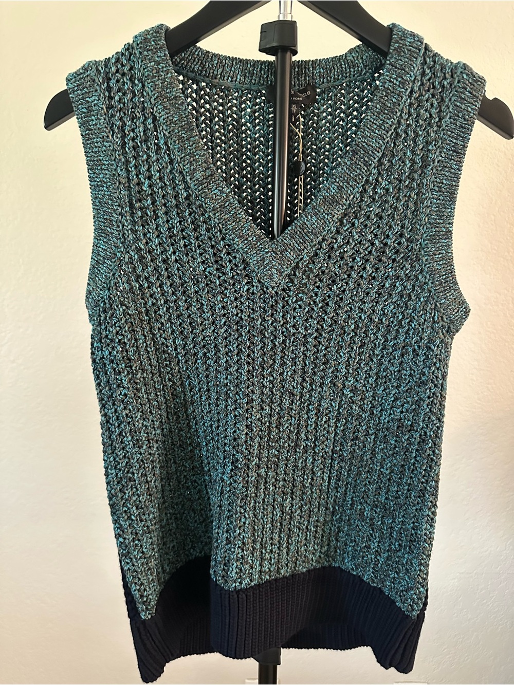 rag & bone Teal and Navy Sleeveless V-Neck Knit Vest Size XS NWT